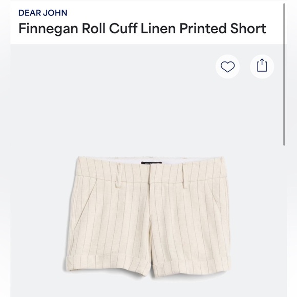 Dear John Cream pin striped Bermudas Tailored Summer Shorts size 27. - Picture 1 of 11